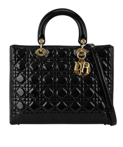 Lady Dior Large, Patent, Black, 05-MA-0068, S/DB, 2*